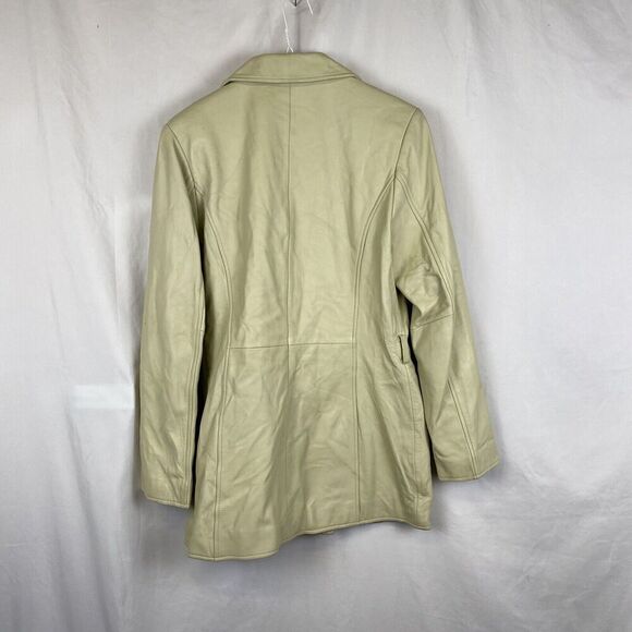 Bonus Italian Fashion Genuine Leather Cream Coat Size Small - Picture 13 of 13